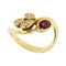 Bague 54 Bague contrariée en or jaune 18 ct avec rubis et diamants 58 Facettes 28379