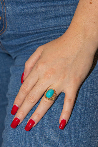 Bague 50 Bague en or jaune 18 carats sertie d’une turquoise 58 Facettes 2843271CN