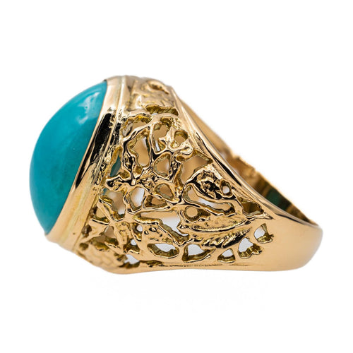 Bague 50 Bague en or jaune 18 carats sertie d’une turquoise 58 Facettes 2843271CN