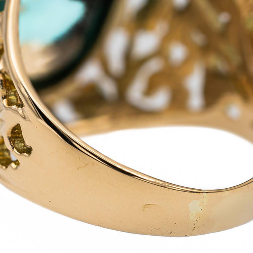 Bague 50 Bague en or jaune 18 carats sertie d’une turquoise 58 Facettes 2843271CN