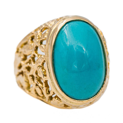 Bague 50 Bague en or jaune 18 carats sertie d’une turquoise 58 Facettes 2843271CN