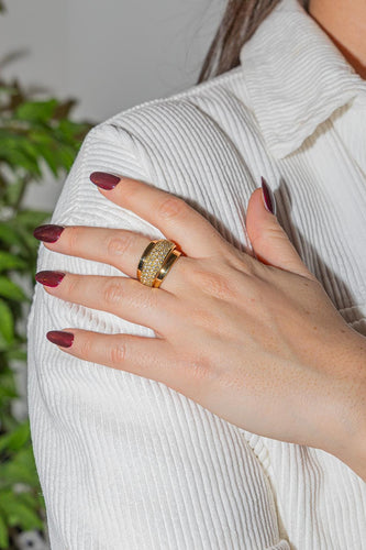 Bague 53 Bague pavée en or jaune 18 carats et diamants 58 Facettes 2845464CN
