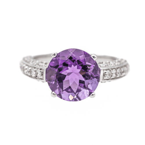 Bague 53 Bague en or blanc 18 carats avec améthyste et diamants 58 Facettes 2845489CN