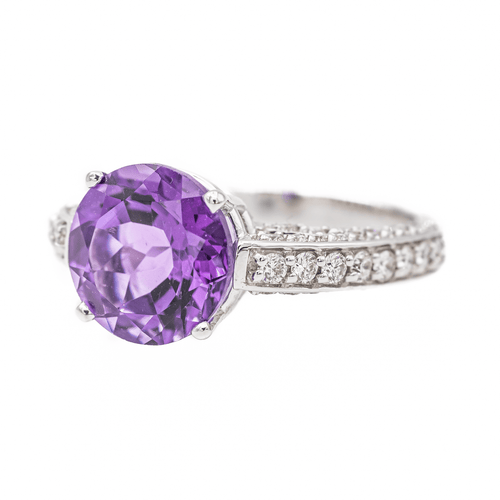 Bague 53 Bague en or blanc 18 carats avec améthyste et diamants 58 Facettes 2845489CN