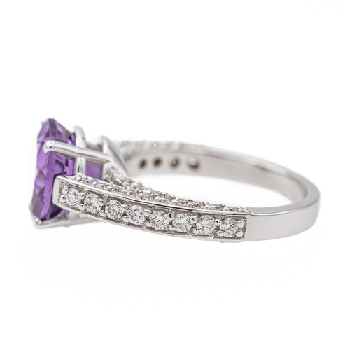 Bague 53 Bague en or blanc 18 carats avec améthyste et diamants 58 Facettes 2845489CN