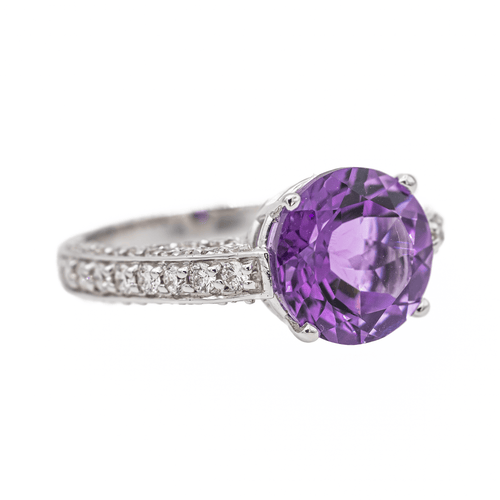 Bague 53 Bague en or blanc 18 carats avec améthyste et diamants 58 Facettes 2845489CN