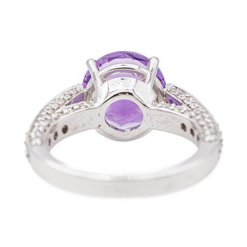 Bague 53 Bague en or blanc 18 carats avec améthyste et diamants 58 Facettes 2845489CN