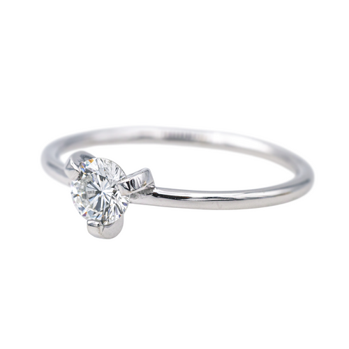 Bague 52 Bague solitaire en or blanc 18 carats et diamant taille brillant 58 Facettes 2854068CN