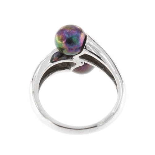 Bague 55 Bague en or blanc 18 kt avec perles de Tahiti et diamants 58 Facettes 28697