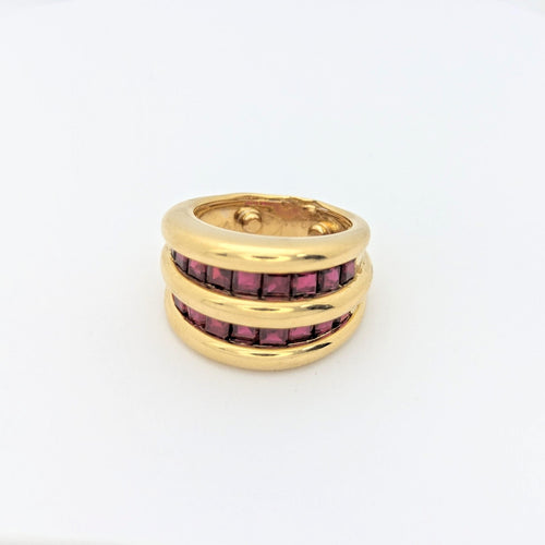 Bague 53 Verney - Bague en or jaune 18 carats et rubis 58 Facettes 28795