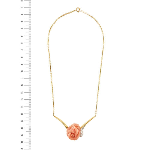 Collier Scavia - Collier maille Rolò en or jaune 18 ct avec corail et diamants 58 Facettes 28810