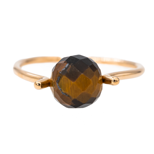 Bague 57 Bague en or rose 18 carats sertie d’un œil-de-tigre 58 Facettes 2883062CN