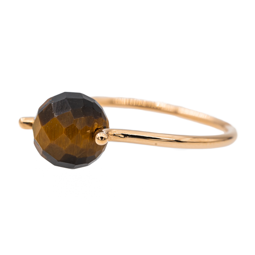 Bague 57 Bague en or rose 18 carats sertie d’un œil-de-tigre 58 Facettes 2883062CN