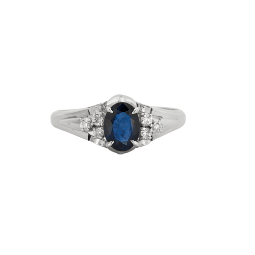 Bague 56 Bague Saphir Diamants Platine 58 Facettes DV0324-2