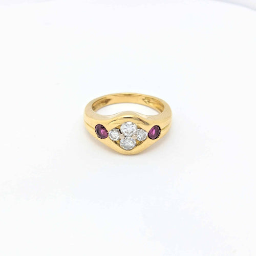 Bague 50 Bague en or jaune 18 carats avec diamants et rubis 58 Facettes 29011