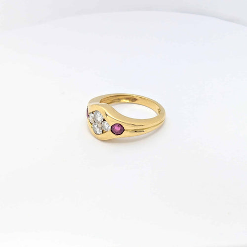 Bague 50 Bague en or jaune 18 carats avec diamants et rubis 58 Facettes 29011