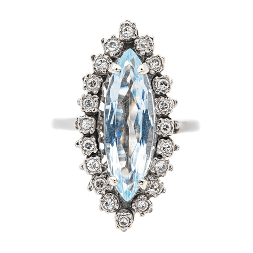 Bague 53 Bague marquise en or blanc avec aigue-marine et diamants 58 Facettes 2905284CN