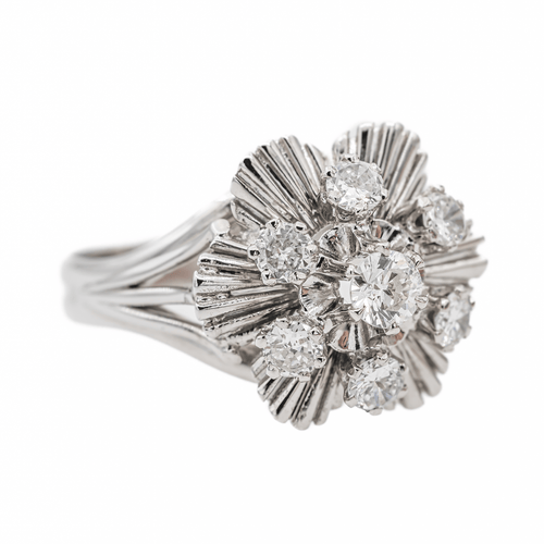 Bague 51 Bague en or blanc 18 carats sertie de diamants taille brillant 58 Facettes 2905286CN