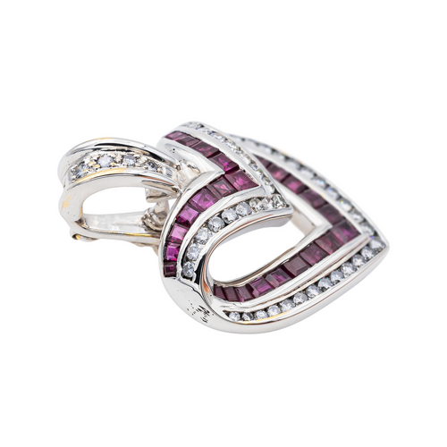 Pendentif Pendentif en or blanc 18 carats avec rubis et diamants 58 Facettes 2905353CN