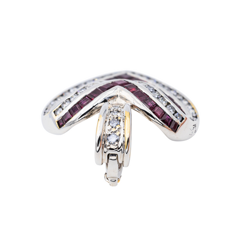 Pendentif Pendentif en or blanc 18 carats avec rubis et diamants 58 Facettes 2905353CN