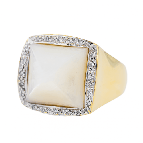 Bague 52 Bague en or jaune 18 carats, nacre cabochon et diamants 58 Facettes 2905378CN