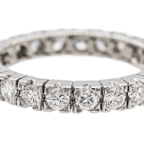 Bague 56 Alliance - Bague tour complet en platine 950 et diamants 58 Facettes 2905385CN