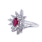 Bague 57 Bague en or blanc 18 carats avec rubis et diamants 58 Facettes 4132