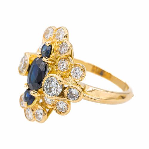 Bague 49 Bague marquise sertie de saphirs et diamants en or jaune 18 carats 58 Facettes 2909881CN