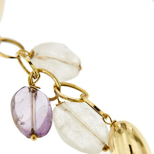 Boucles d'oreilles Boucles d'oreilles pendantes en or 18 carats avec quartz rose et améthyste 58 Facettes 29106