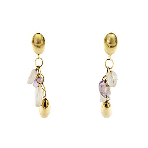 Boucles d'oreilles Boucles d'oreilles pendantes en or 18 carats avec quartz rose et améthyste 58 Facettes 29106