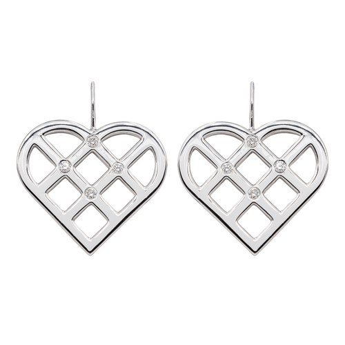 Boucles d'oreilles O.J. Perrin - Boucles d'oreilles cœur en or blanc avec diamants 58 Facettes 2914859CN