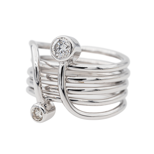 Bague 50 Bague Toi & Moi en or blanc 18 carats et diamants 58 Facettes 2925343RV