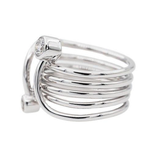 Bague 50 Bague Toi & Moi en or blanc 18 carats et diamants 58 Facettes 2925343RV