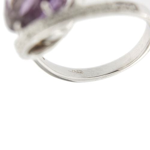 Bague 53 Contrary - Bague en or blanc 18 ct avec améthyste et diamants 58 Facettes 29391