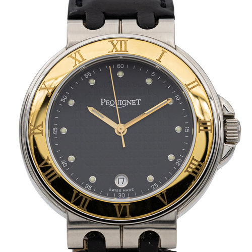 Montre Pequignet Moorea - Montre en acier, cadran noir 58 Facettes 2940426CN