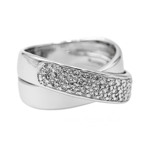 Bague 53 Bague en or blanc 18 carats pavée de diamants 58 Facettes 2940432CN
