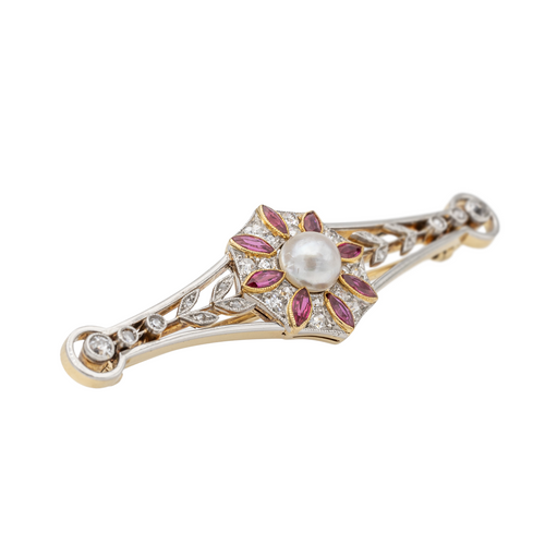 Broche Broche en or jaune 18 carats et platine, perle mabé, diamants 58 Facettes 2947709CN