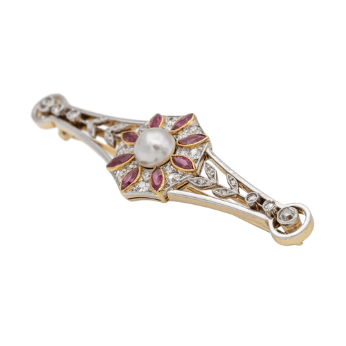 Broche Broche en or jaune 18 carats et platine, perle mabé, diamants 58 Facettes 2947709CN