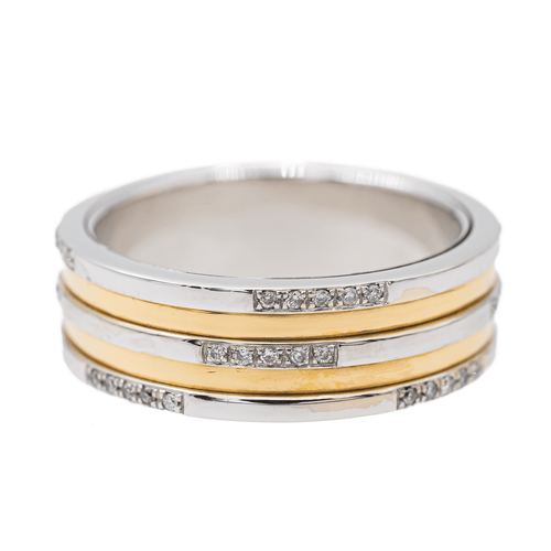 Bague 59 Bague en or jaune et or blanc 18 carats sertie de diamants 58 Facettes 2958340CN