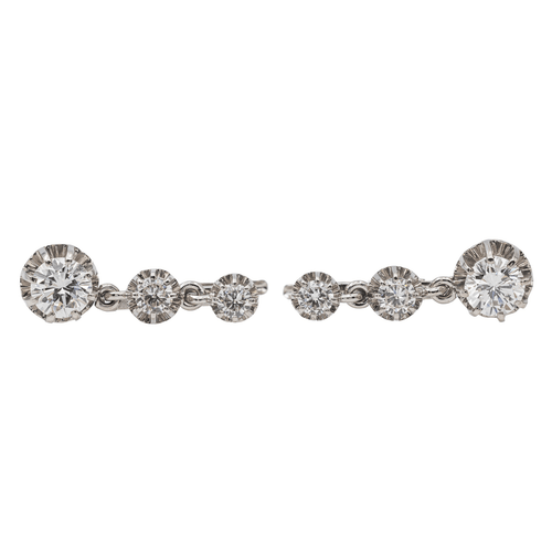 Boucles d'oreilles Boucles d'oreilles dormeuses en or blanc 18 carats et diamants 58 Facettes 2960964CN