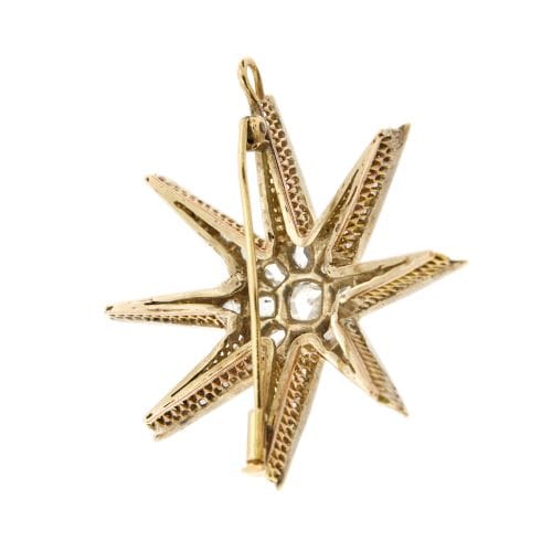 Pendentif Pendentif broche étoile en or jaune 18 carats et diamants 58 Facettes 29743