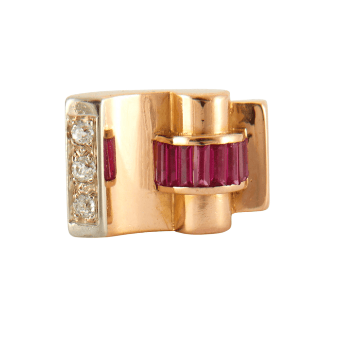 Bague 52 Bague Tank pierres rouges Diamants 58 Facettes DV0242-2