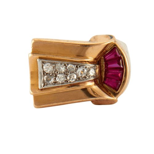 Bague 53 Bague Tank rubis et diamants 58 Facettes DV0256-1