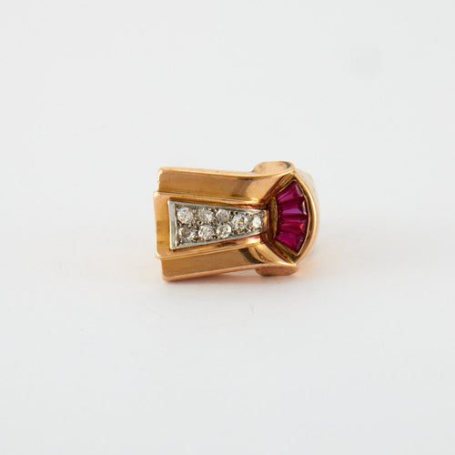 Bague 53 Bague Tank rubis et diamants 58 Facettes DV0256-1