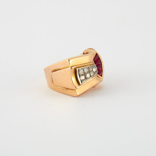Bague 53 Bague Tank rubis et diamants 58 Facettes DV0256-1