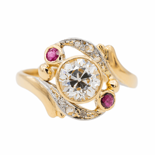 Bague 52 Bague en or jaune 18 carats, diamants et rubis 58 Facettes 2991731CN