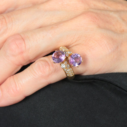 Bague 49.5 Bague Toi & Moi, Améthystes & Diamants 58 Facettes DV0032-19