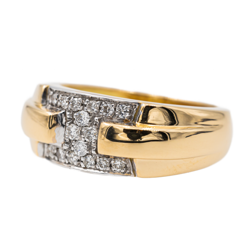 Bague 56 Bague en or jaune et or blanc 18 carats pavée de diamants 58 Facettes 2997695CN