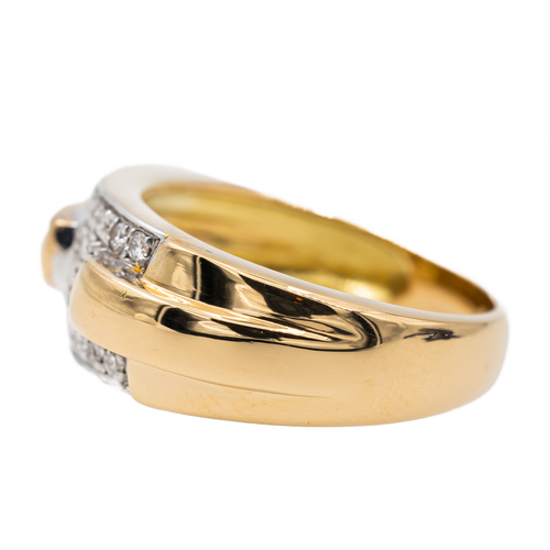 Bague 56 Bague en or jaune et or blanc 18 carats pavée de diamants 58 Facettes 2997695CN