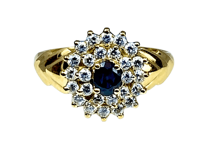 Bague 57 Bague or jaune saphir 26 diamants 58 Facettes AB373